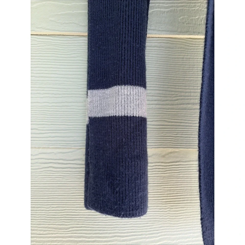 Vintage VTG 2002 Gap Navy Blue Gray Stripe Knit 100% Merino Wool Scarf Accessory